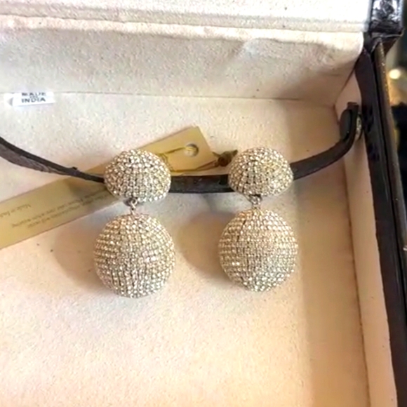 Deepa Gurnani Rhinestone Double Ball Earrings - Picture 1 of 4